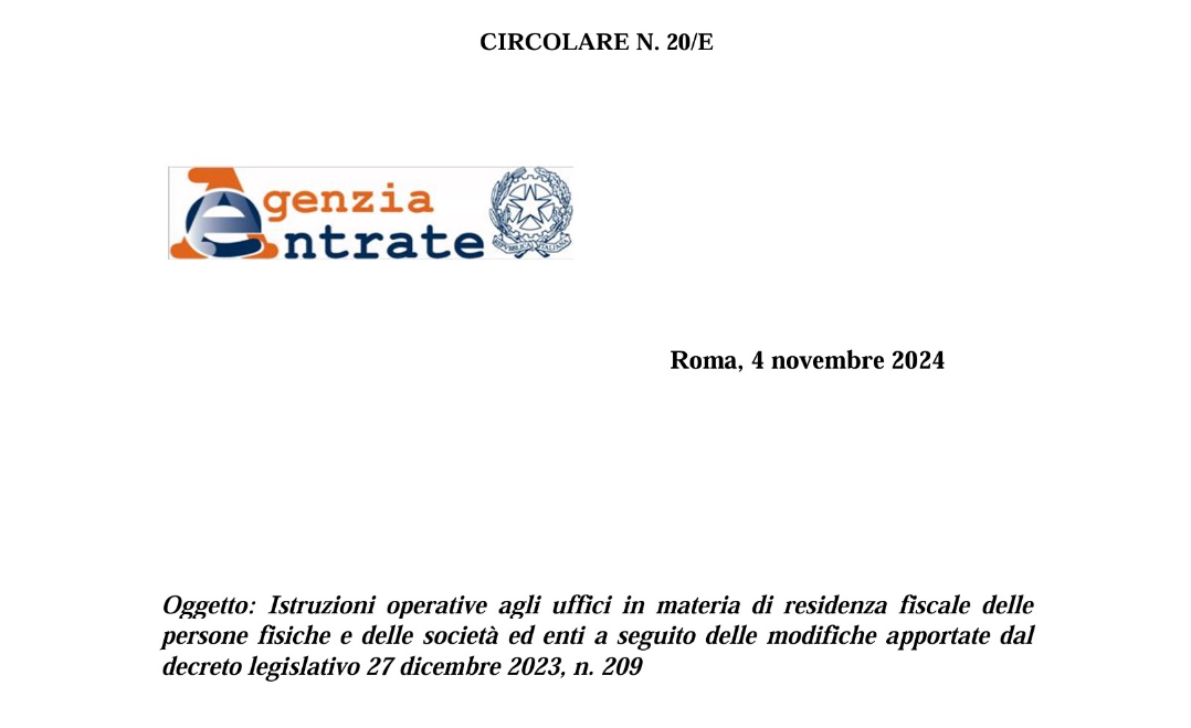 Agenzia delle entrate, circolare N. 20E